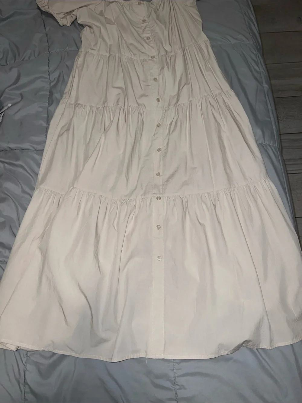 Time and TRU Beige Puff Sleeve Button Front Dress - Picture 2 of 6